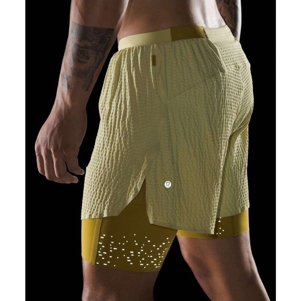 Lululemon Surge Lined Short 6" Special Edition Men's M Dew Green Auric Gold